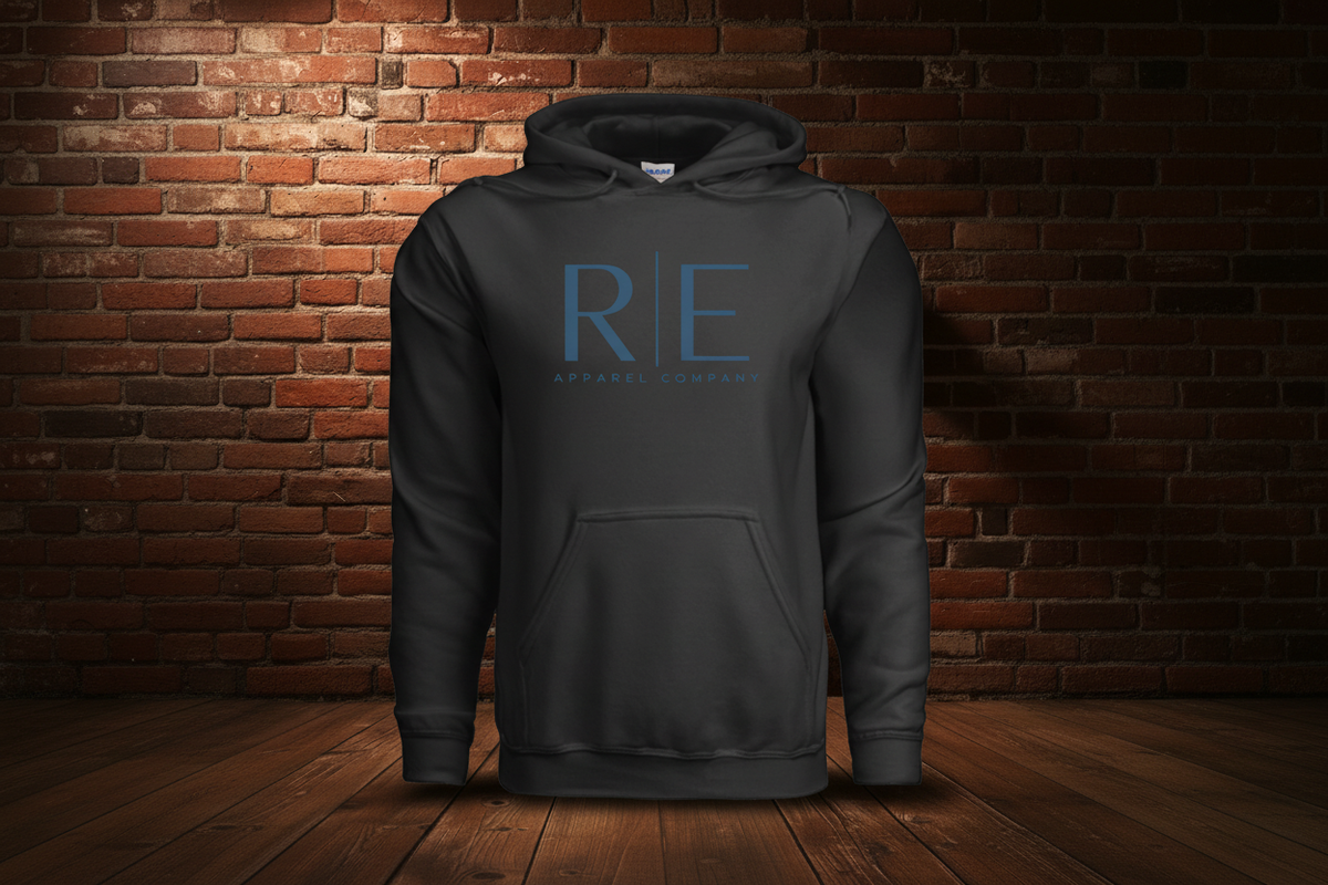 Blue Hoodie — Black strings to sides