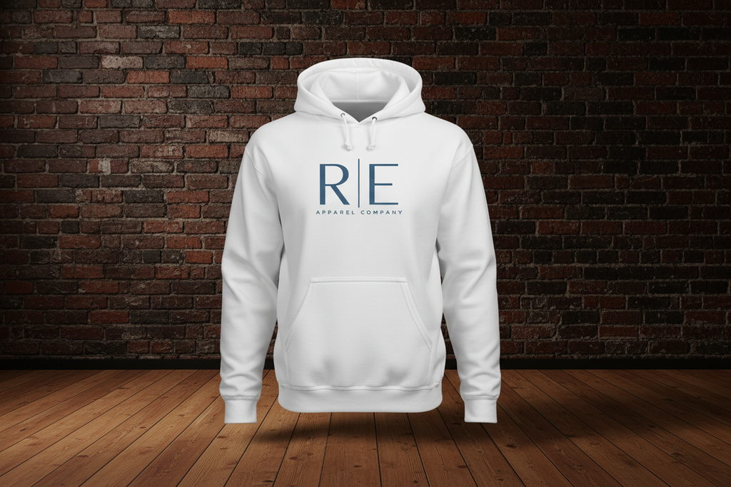 Blue Hoodie — White
