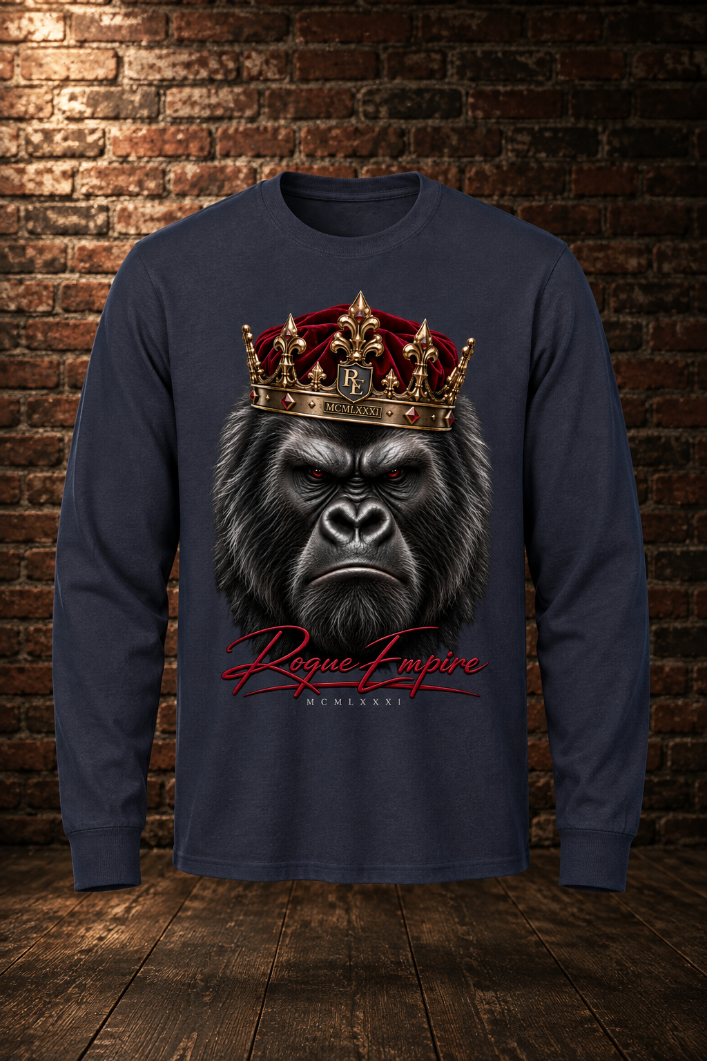 Crowned Defiance True Navy exact long-sleeve front BB
