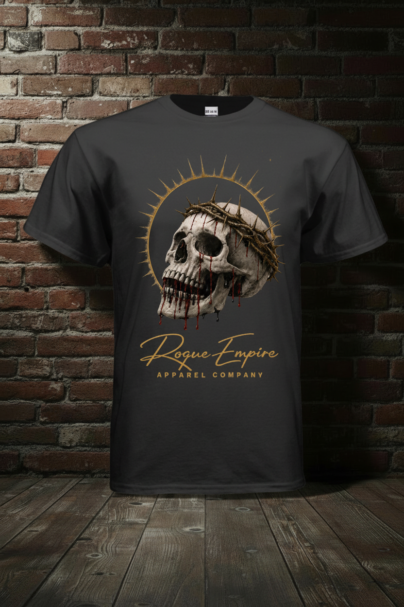 Skull Drip Tee II in Black with boutique background