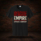 Rogue Legacy Tee Series II Jet Black exact artwork on dark red brick and wood floor background