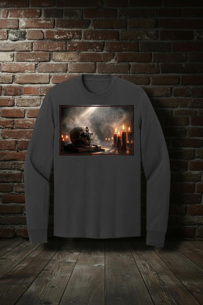Vigil Tee long sleeve in Jet Black matching the Vigil Hoodie boutique treatment