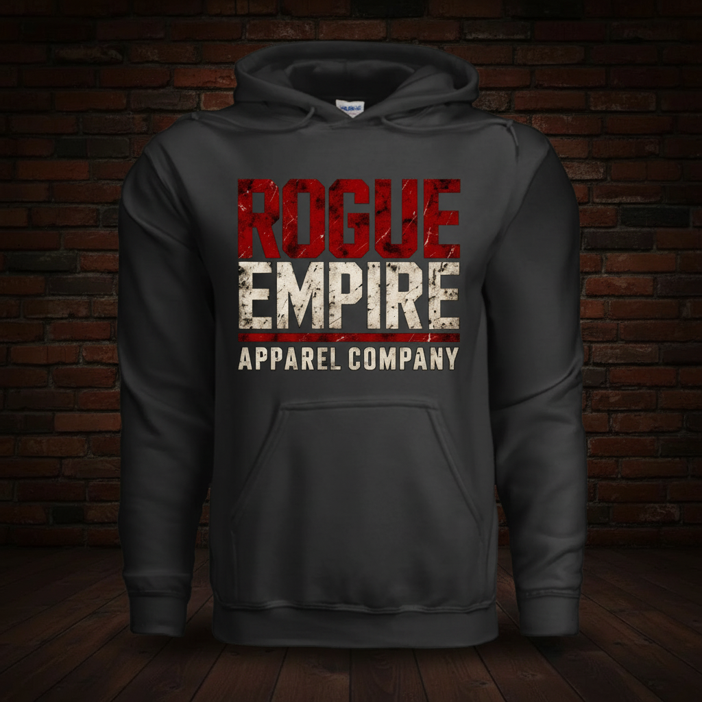 Rogue Legacy Black Hoodie Series II exact artwork on dark red brick and wood floor background