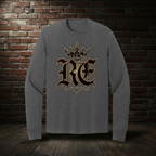 RE Crown long-sleeve tee in Dark Heather Grey with boutique background