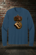 Royal Drip Tee long sleeve in True Navy with Rogue Empire boutique background