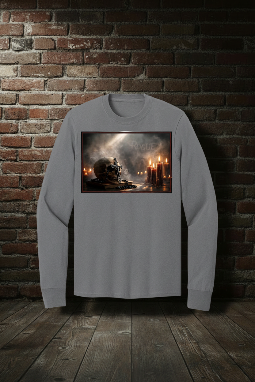 Vigil Tee long sleeve in Charcoal matching the Vigil Hoodie boutique treatment