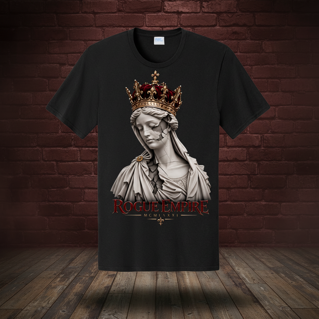 Crowned In Tee Jet Black artwork using the saved boutique background treatment