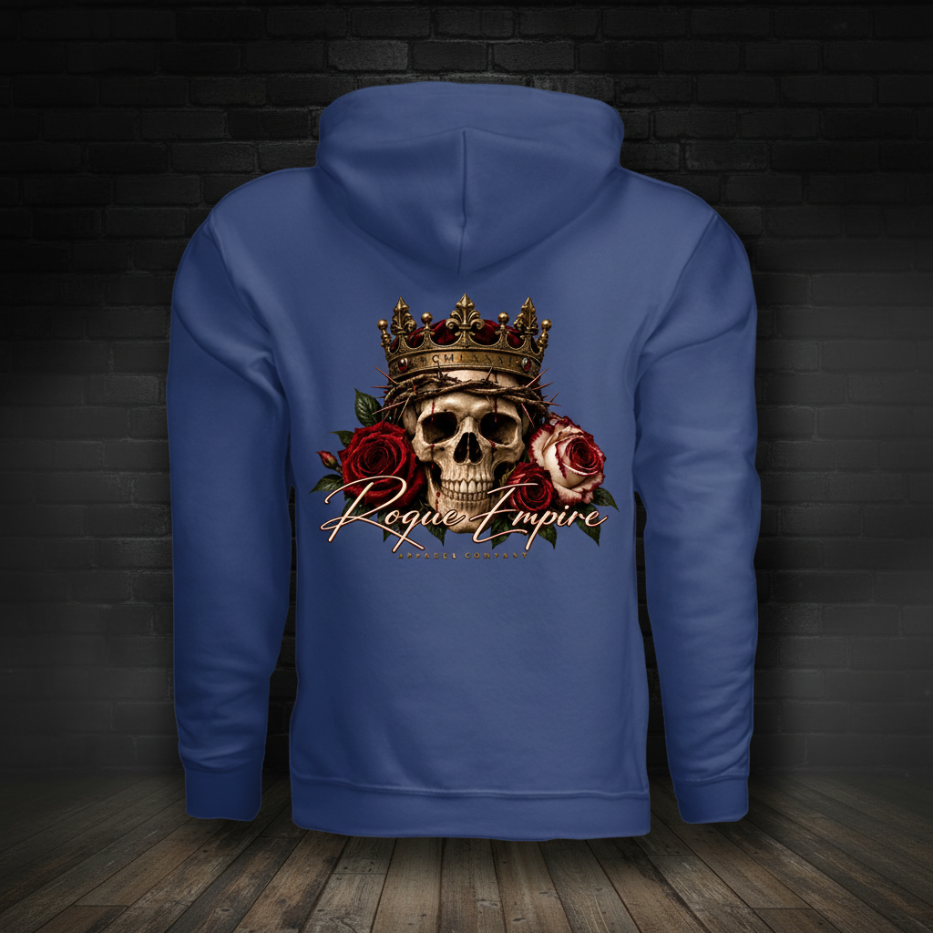 Thorns and Dominion Hoodie Fan Deep Royal back image with corrected close zoom