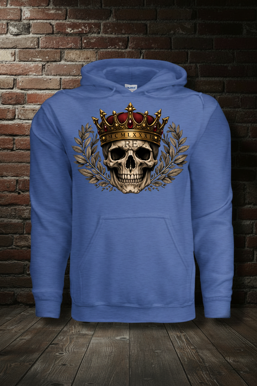Sovereign Skull Hoodie with boutique background