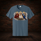 The Sovereign Three Tee Steel Blue dark red brick and wood floor boutique-background image