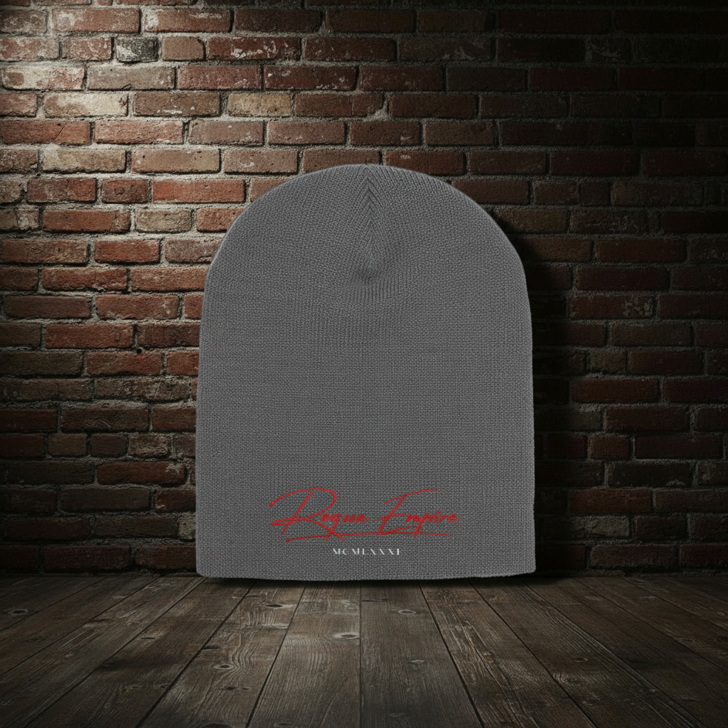 Founder’s Knit Hat in Charcoal with boutique brick background