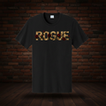 Defiant Bloom Tee Series I Jet Black exact artwork on dark red brick and wood floor background