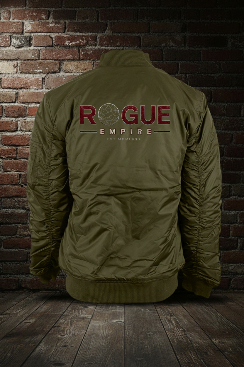 Empire Globe Crest Bomber back with boutique background