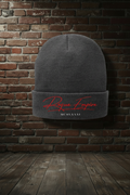 Founder’s Waffle Cuffed Beanie in Athl Oxford with boutique background
