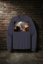 Vigil Tee long sleeve in Steel Blue matching the Vigil Hoodie boutique treatment