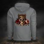 Thorns and Dominion Hoodie Fan Charcoal Heather back image with corrected close zoom