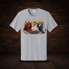 The Sovereign Three Tee Athletic Heather dark red brick and wood floor boutique-background image