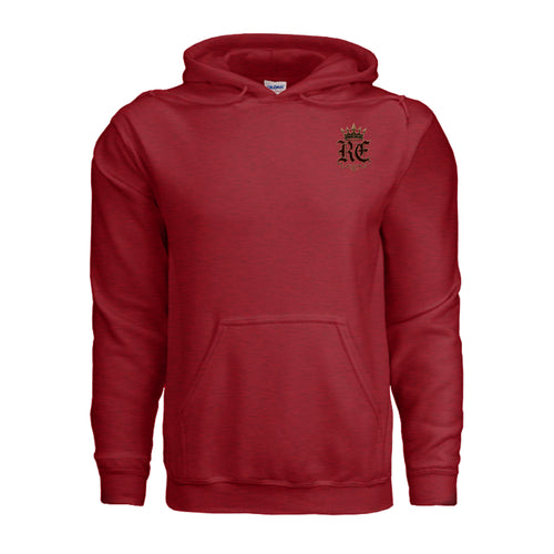Rogue Empire Angel of Justice Gold Hoodie Series I with justice, strength, and conviction artwork
