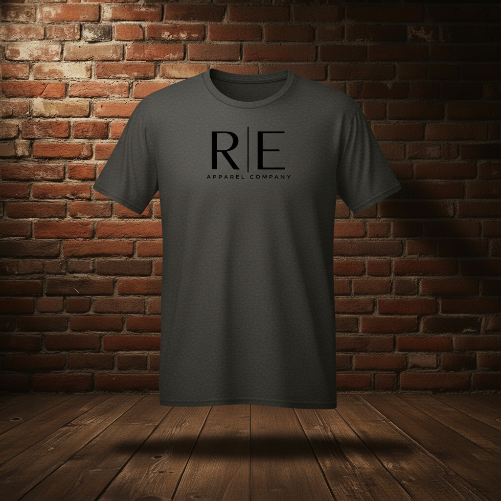 Rogue Standard Tee in Charcoal on the brick backdrop